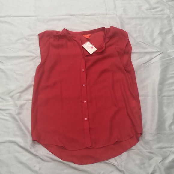 NWT Joe Fresh Cap Sleeve Button front Blouse Size Large—Hot pink - Picture 8 of 9